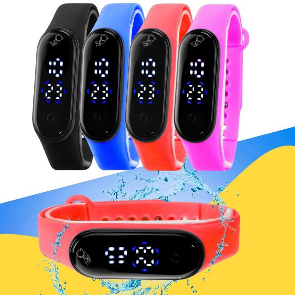 Imagem de Kit Relógio Infantil digital bracelete prova agua 4 unid