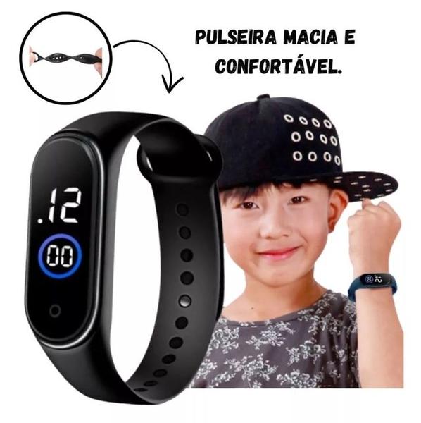 Imagem de Kit Relógio Infantil Digital Led Prova água Esportivo Bracelete Silicone para Crianças +Mini Motos Motinha Corrida