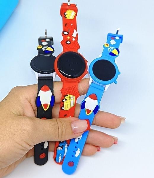 Imagem de Kit Relógio infantil Digital Led Silicone desenho Animado 3D + Óculos de Sol Flexível quadrado Crianças Meninos Bebês