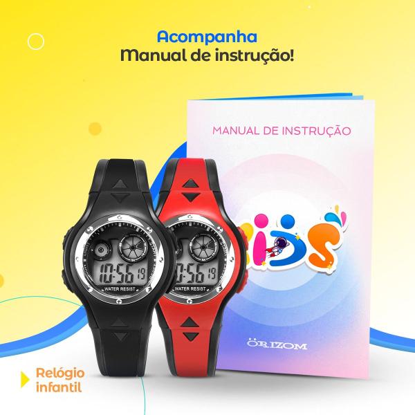 Imagem de Kit Relógio Infantil digital led silicone garantia presente