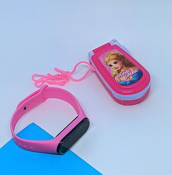 Imagem de Kit Relógio Infantil Digital Menina Prova água Natação Sports Watch + Celular Brinquedo Toca Musica Som Luz Led