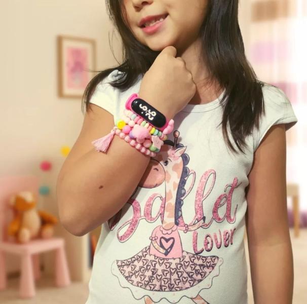 Imagem de Kit Relógio Infantil Digital Prova água Bracelete Silicone Crianças Meninas Disney Desenho 3D +Pulseiras Brincos Moda