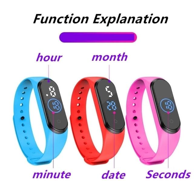 Imagem de Kit Relógio Infantil Led Bracelete Silicone Ajustável Esporte + Óculos de sol Coração Flexível Luxo Verão 2024 Tendência