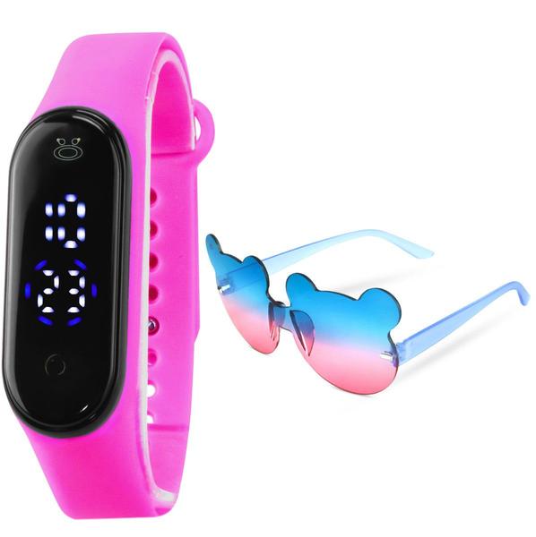 Imagem de Kit Relogio Infantil premium bracelete rosa luxo envio 24h