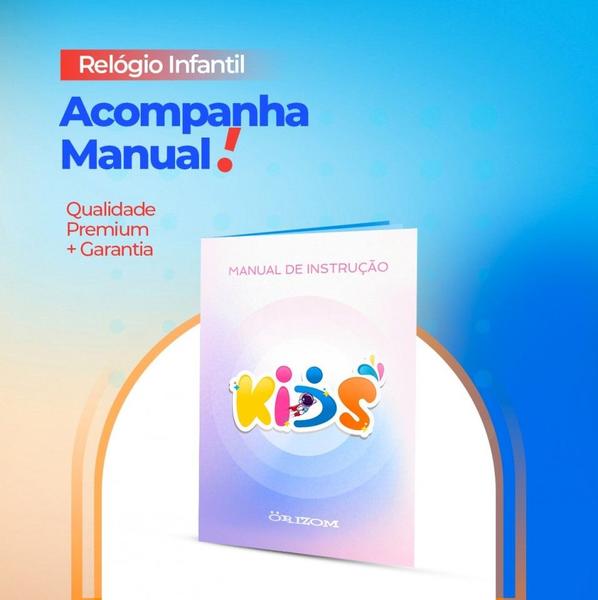 Imagem de Kit Relogio Infantil preto pulseira ajustável moda barato