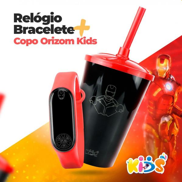 Imagem de Kit Relogio Infantil prova agua heroi original casual