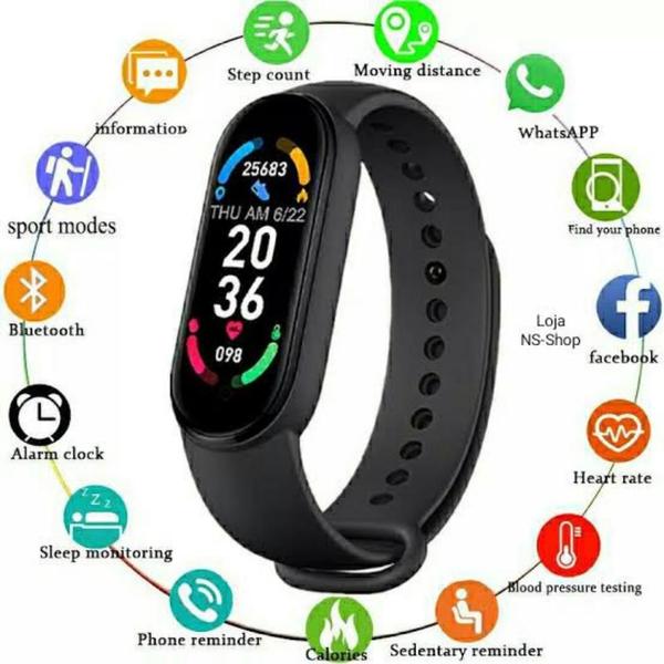 Imagem de Kit Relogio Inteligente Digital  smart band  Inteligente M6 Academia + Fone inPods 12 Bluetooth