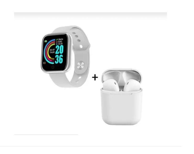 Imagem de Kit Relogio Inteligente Smart watch D20 + Fone inPods 12 Bluetooth - Smart bracelet