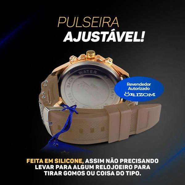 Imagem de Kit Relogio Masculino analógico pulseira silicone luxo