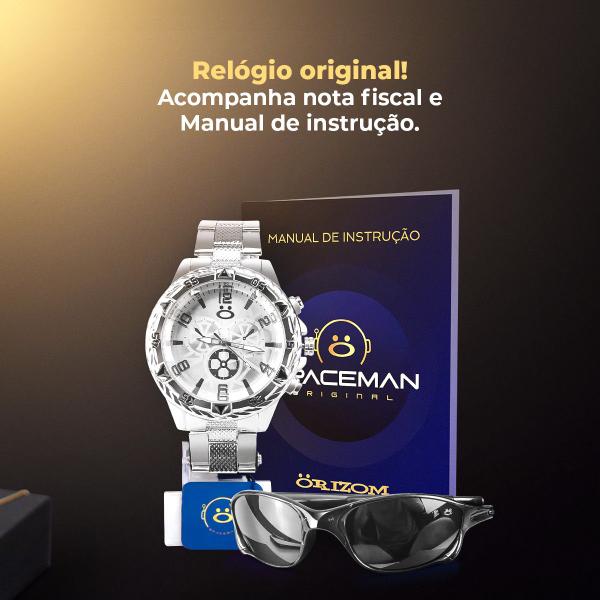 Imagem de Kit Relógio Masculino premium aço inox envio 24h presente