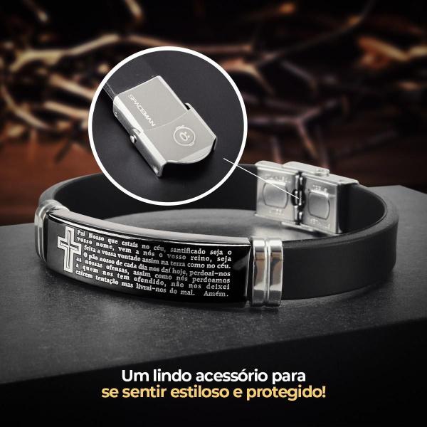 Imagem de Kit Relógio Masculino Preto Pulseira Pai Nosso