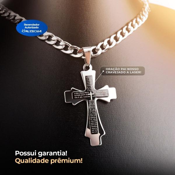 Imagem de Kit Relógio Masculino Prova DÁgua + Cordão Pai Nosso + Pulseira Grumet krscp9d