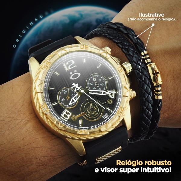 Kit Relógio Masculino silicone premium banhado +oculos - Orizom Imagem de Kit Relógio Masculino silicone premium banhado +oculos