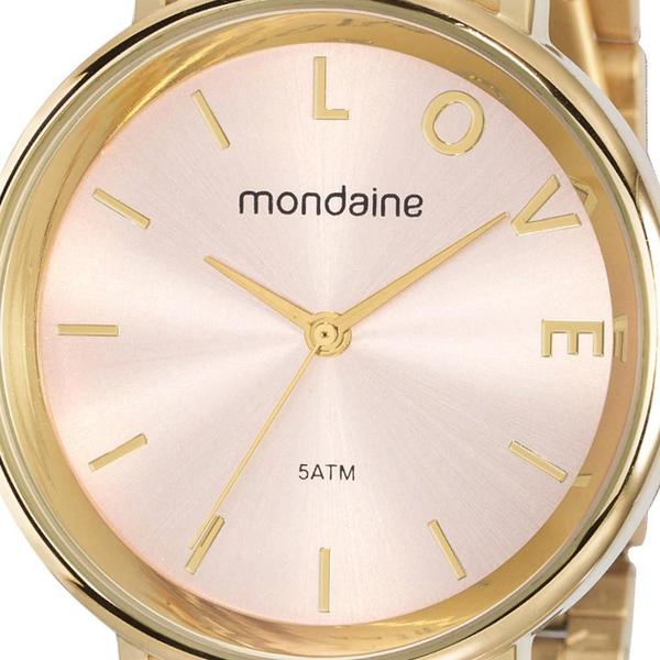 Imagem de Kit Relógio Mondaine Feminino Dourado Com Pulseira 53761LPMKDE1K1