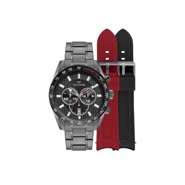 Kit Relógio + Pulseiras Technos Grafite Masculino JS25BBS/T1 Imagem de Kit Relógio + Pulseiras Technos Grafite Masculino JS25BBS/T1