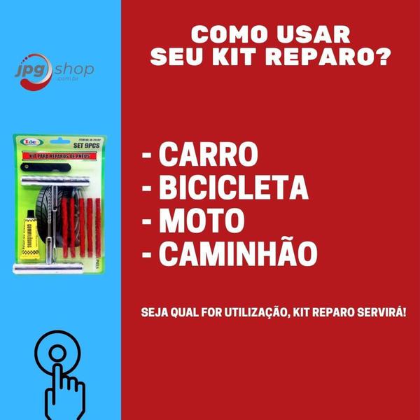 Imagem de Kit Remendo Ferro Reparo Macarrão Pneu Carro Moto S/ Câmara - IDEA