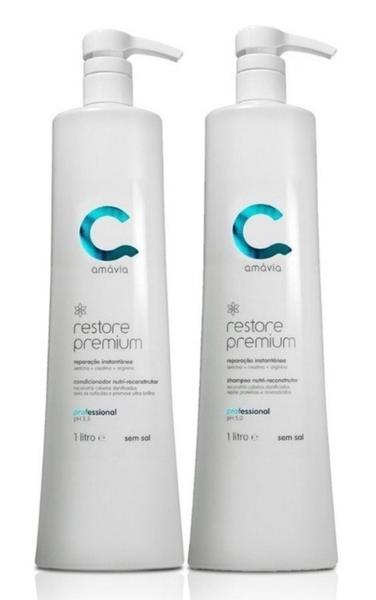 Imagem de Kit Reparação Instantânea Restore Premium 1L (shampoo + condicionador) Amávia