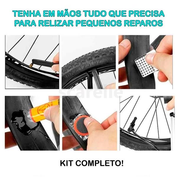 Imagem de Kit Reparo Com Ferramenta Bicicleta Chaves Bike Remendo Pneu