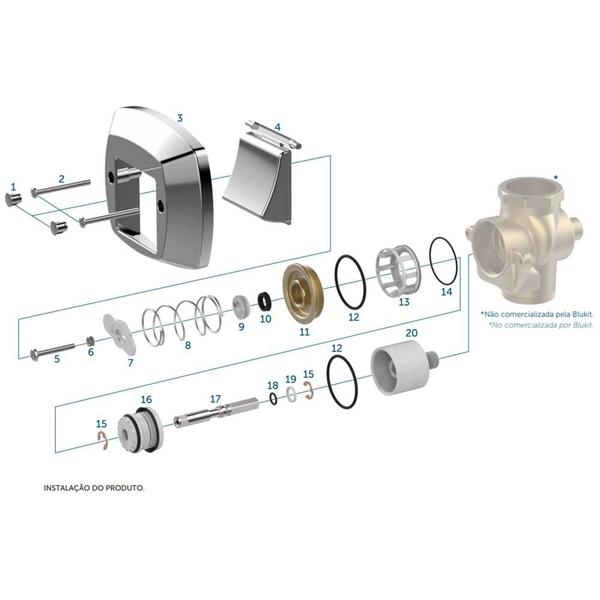 Imagem de Kit Reparo com Mola para Válvula Docol RI-484 1.1/2 - 341613-21 - Blukit