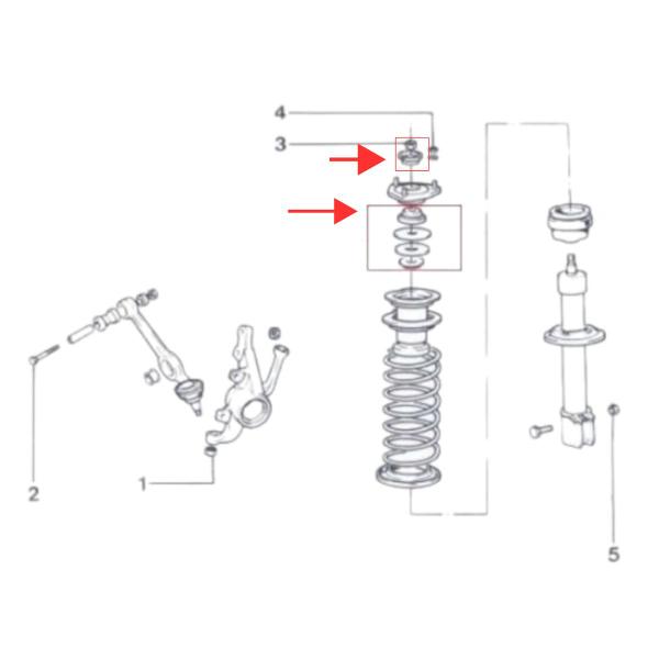 Imagem de KIT Reparo Coxim Amortecedor Dianteiro  Arruela de calço + porca Fiat 147