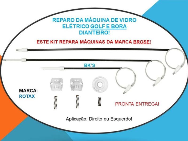 Imagem de Kit Reparo Máquina elevador dianteiro do vidro elétrico Golf sapão apartir de 1998 até 2014  cód.055