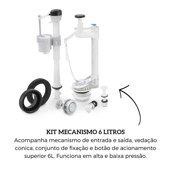 Imagem de Kit Reparo Mecanismo Para Caixa Acoplada 6 Litros Roca