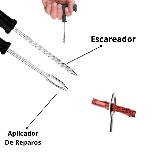 Imagem de Kit Reparo Para Pneus 5 Remendo Macarrão Veículos