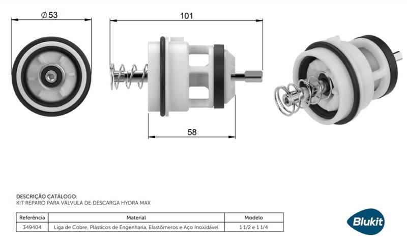 Imagem de Kit Reparo para Válvula Hydra Max Blukit Modelo 2550
