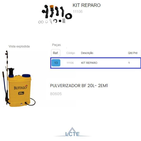 Imagem de Kit Reparo Pulverizador Costal 20l Elétrico/Manual Buffalo