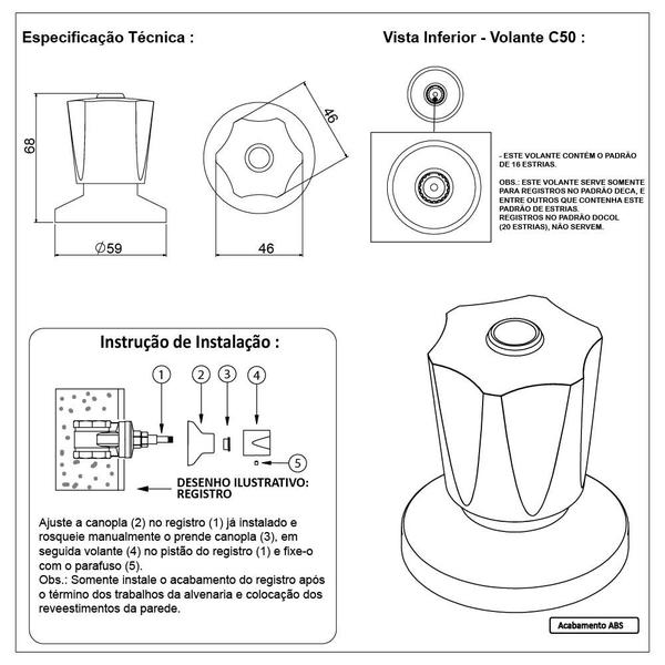 Imagem de Kit Reparo Salva Registro com Acabamento ABS Chuveiro Pressão Universal Fácil C50