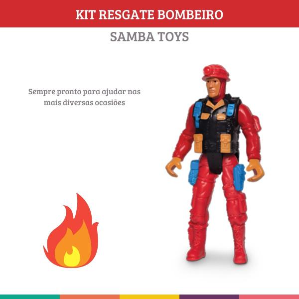 Imagem de Kit Resgate Bombeiro Moto Bote Pick-up Brinquedo Samba Toys