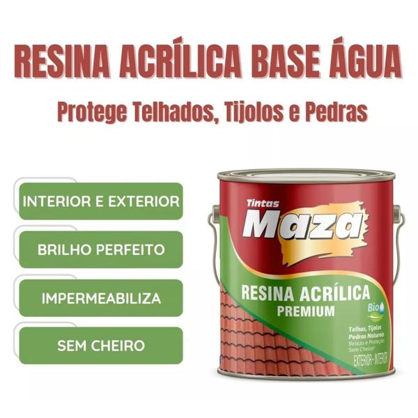 Imagem de Kit Resina Acrilica Incolor Brilhante Base Água Maza 3,6L + Rolo