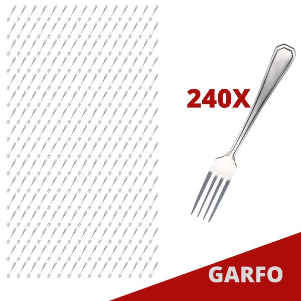 Imagem de Kit Restaurante Garfo De Reforçada Inox 240 Pçs Bar / Casa