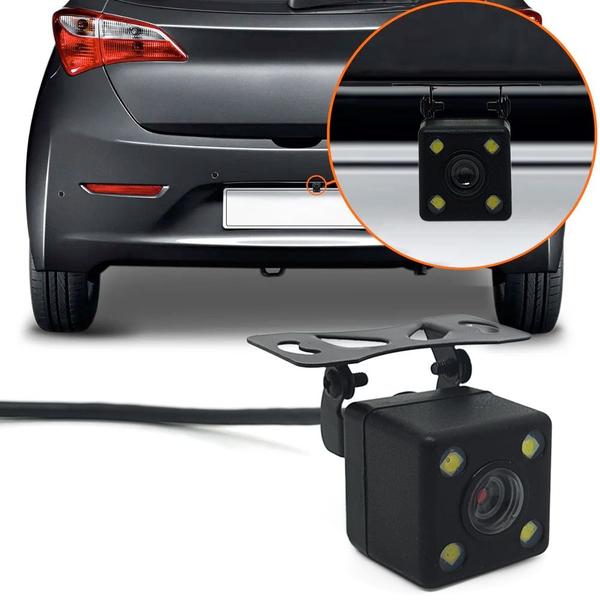 Imagem de Kit Retrovisor C/ Tela + Câmera Ré + Sensor 8 Pontos Prata Honda Civic 2010 2011 2012 2013 2014 2015 Estacionamento Aviso Sonoro