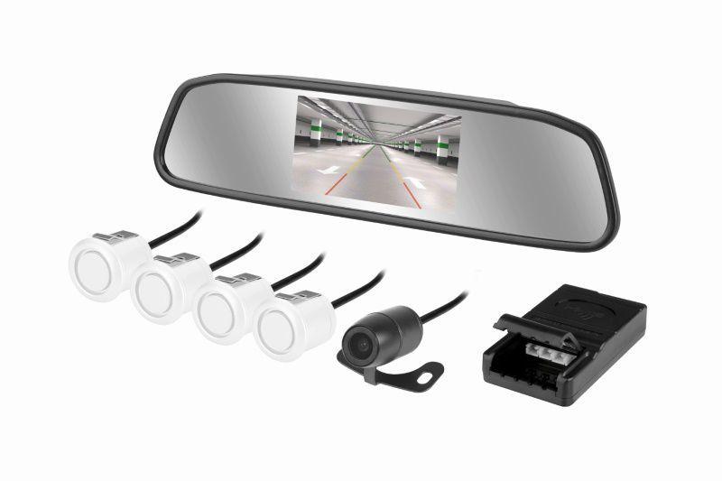 Imagem de Kit retrovisor + camera de re + sensor de estacionamento kx3 branco