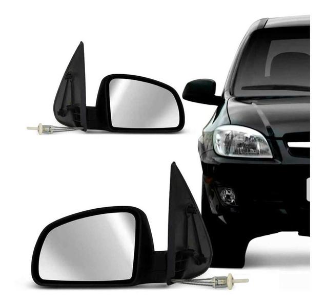 Imagem de Kit Retrovisor Celta 2007 a 2014 Prisma 2007 a 2012 Controle Interno Preto