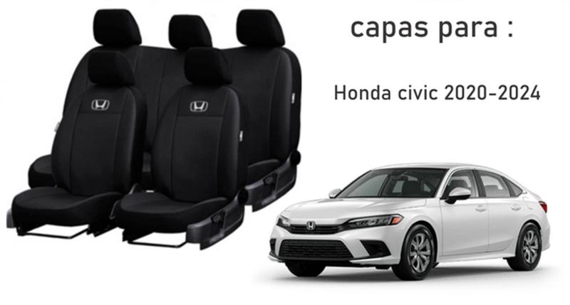 Imagem de Kit Revestimento Estilizado Couro Honda Civic 2020-2024 + Volante + Chaveiro