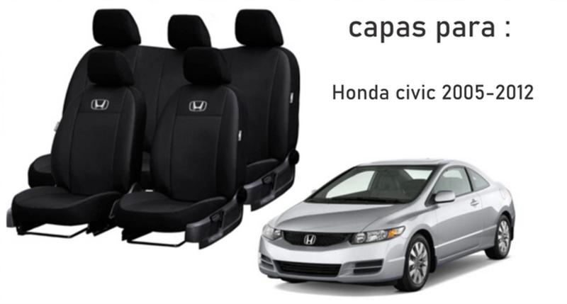 Imagem de Kit Revestimento Top de Linha Couro Honda Civic 2005-2012 + Volante + Chaveiro