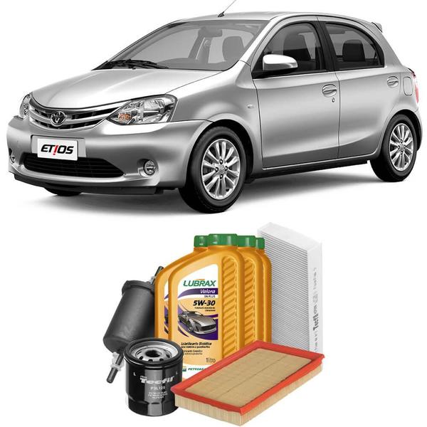 Imagem de Kit Revisão Óleo 5W30 Lubrax + Filtros Tecfil Toyota Etios 1.3 1.5 Flex 2016 a 2021