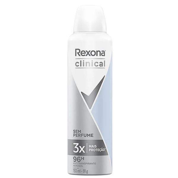 Imagem de Kit Rexona Clinical Aerosol desodorante Sem Perfume Hipoalergenico Anti Manchas