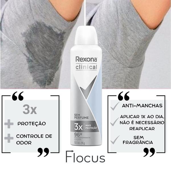 Imagem de Kit Rexona Clinical Aerosol desodorante Sem Perfume Hipoalergenico Anti Manchas