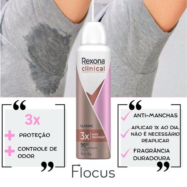 Imagem de Kit Rexona Clinical Classic Aerosol Desodorante Antitranspirante Anti Manchas