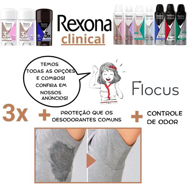 Imagem de Kit Rexona Clinical Extra Dry Aerosol Antitranspirante Feminino Anti Manchas