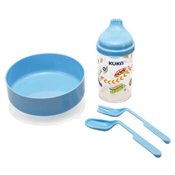 Imagem de Kit rfeiçao pratinho infantil para bebe kuka com copo e talheres