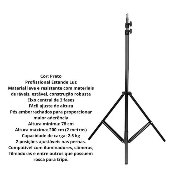 Imagem de Kit Ring Light 12 Polegadas C Tripé Ajustável Até 2,10M