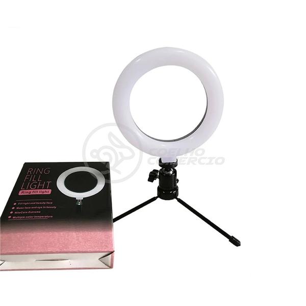 Imagem de Kit Ring Light de Mesa 6" com Tripé de 16cm Incluso + Mini Ring Light de Celular + Microfone SF-666