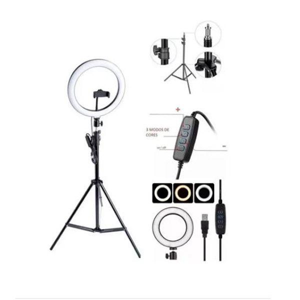 Imagem de Kit Ring Light Foto Produto 25,5 Cm Suporte Tripé Controle