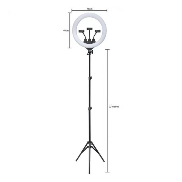 Imagem de Kit ring light led 46cm 18 polegadas com tripe 2,1 metros