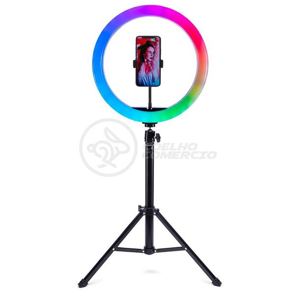 Imagem de Kit Ring Light RGB + Tripé 1,5m + Microfone Podcast SF-666 + Mini Ring Light Celular