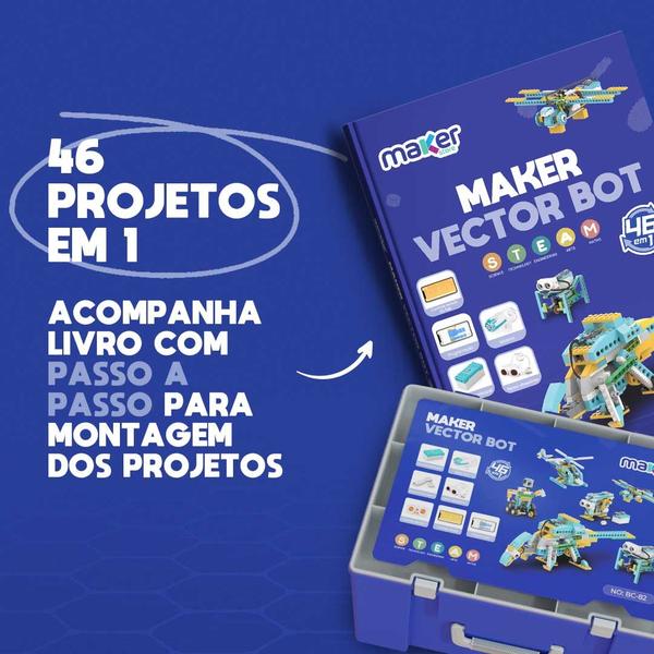 Imagem de Kit Robótica Educacional Maker Vector Bot 46 em 1  C/Livro